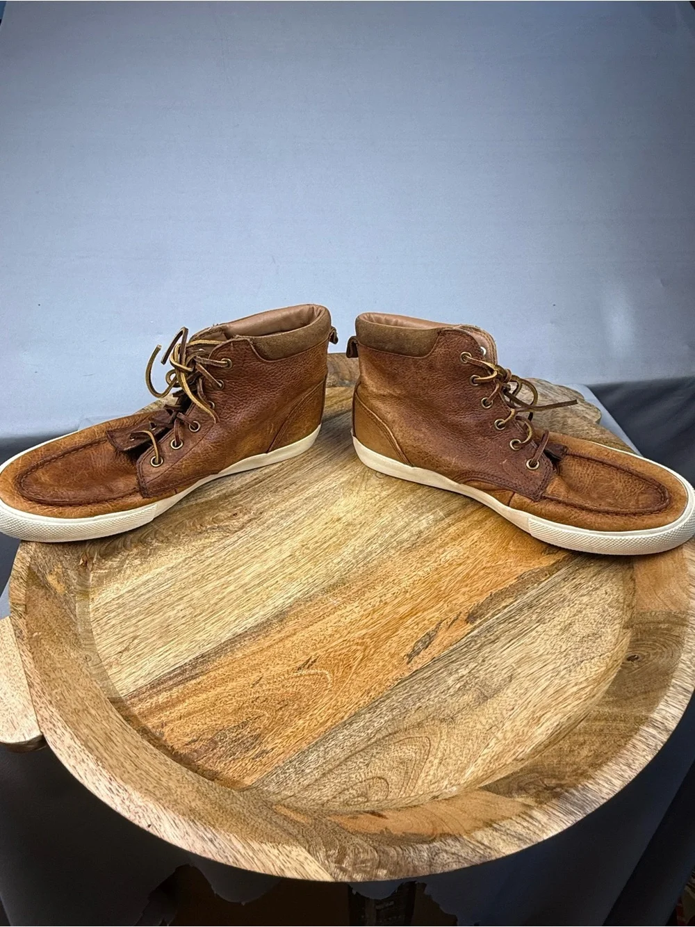 Polo Ralph Lauren Tedd Brown Leather High Top Sneakers Boots Men’s 10D